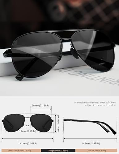 LUENX Aviator Sunglasses For Men Women Polarized - UV400 Protection Stylish Shades Driving Outdoor Activities