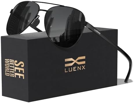 LUENX Aviator Sunglasses for Men Women Polarized - UV400 Protection Stylish Shades Driving Outdoor Activities