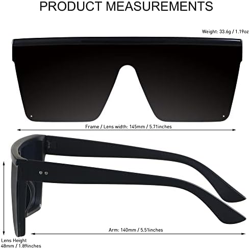 LYZOIT Square Oversized Sunglasses For Women Men Big Flat Top Fashion Shield Large UV Protection Rimless Shades