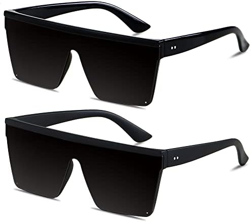 LYZOIT Square Oversized Sunglasses for Women Men Big Flat Top Fashion Shield Large UV Protection Rimless Shades