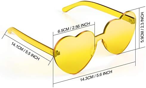 Maxdot Heart Shape Sunglasses Rimless Transparent Heart Glasses Colorful Party Favors