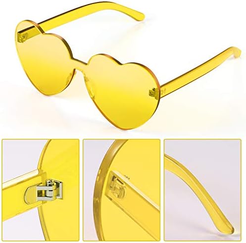 Maxdot Heart Shape Sunglasses Rimless Transparent Heart Glasses Colorful Party Favors