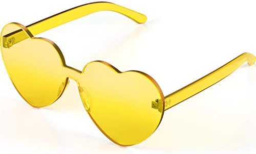 Maxdot Heart Shape Sunglasses Rimless Transparent Heart Glasses Colorful Party Favors