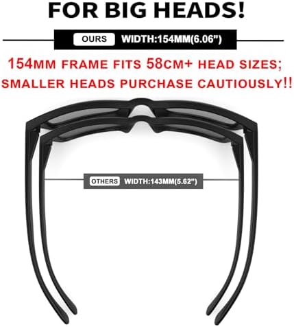 MAXJULI XXL Size Double Extra Large Z87 Sunglasses For Big Wide Heads Men TR90 Ultralight UV400 Protection Glasses 8228