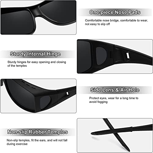 MEETSUN Fit Over Glasses Sunglasses For Men Women Wrap Around Sunglasses Polarized UV400 Protection