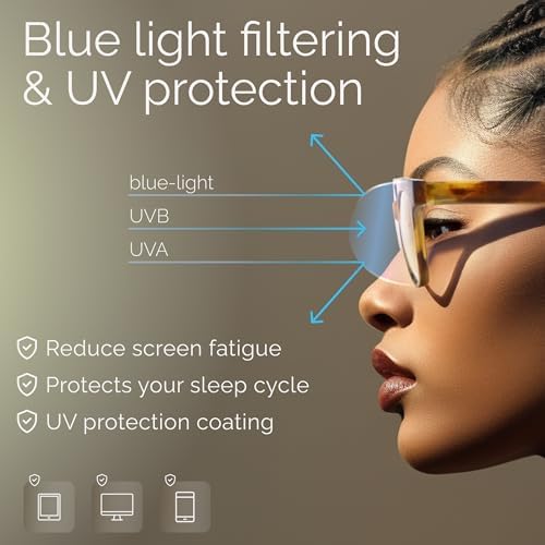 Miyya Blue Light Glasses For Women – Oversized UV & Blue Light Blocker Chunky Frames All-Day Comfort Stylish Eyewear