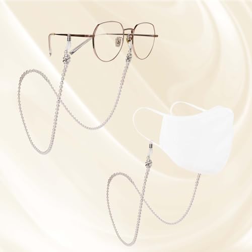 Mozeat Lens Eye Glass Chains Holders Women Pearl Eyeglass Chain Eyeglasses Strap Lanyard Elegant Eyewear Retainer Chain Eyeglass Face Mask Chains Stylish Pearl Chains Sunglasses Beads Chains