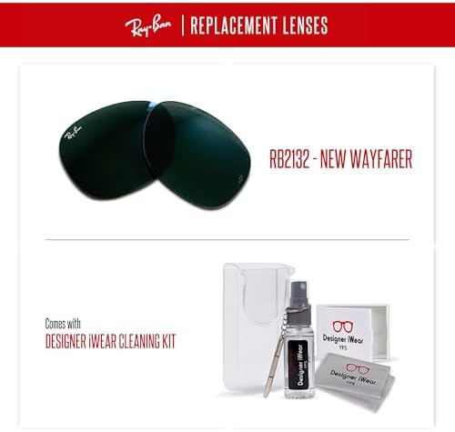 NEW RB2132 New Wayfarer Replacement Lenses For Men For Women+BUNDLE With ACCESSORY EYEWEAR KIT
