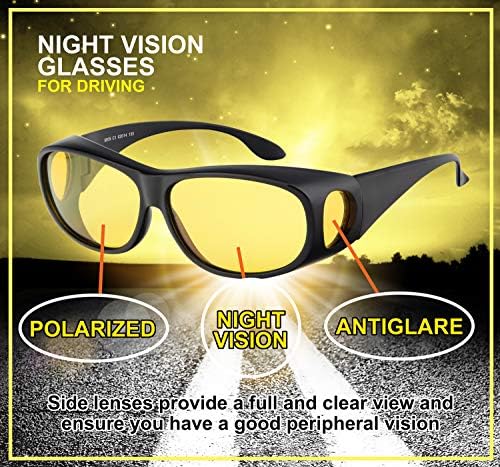 Night Driving Glasses Anti Glare Polarized Night Vision Yellow Tint Night Driving Glare Reducing Fit Over Driving Sunglasses Men And Women