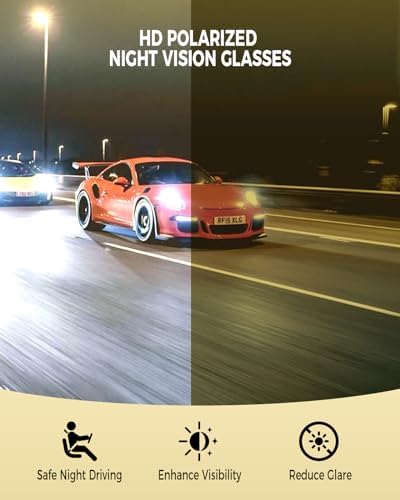 Night Driving Glasses For Men Women Fit Over Sunglasses Anti Glare Polarized HD Night Vision Glasses