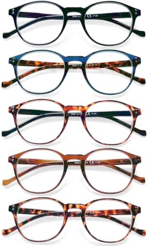 NORPERWIS 5 Pairs Reading Glasses - Standard Fit Spring Hinge Readers Glasses for Men and Women (5Color 2.5 x)