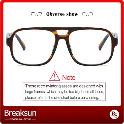 Oversized Square Aviator Glasses For Women Men Big Frame Retro Blue Light Blocking Glasses Vintage Style