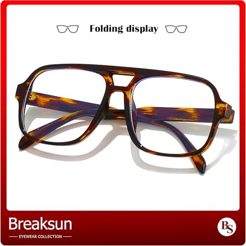 Oversized Square Aviator Glasses For Women Men Big Frame Retro Blue Light Blocking Glasses Vintage Style