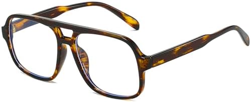 Oversized Square Aviator Glasses for Women Men Big Frame Retro Blue Light Blocking Glasses Vintage Style