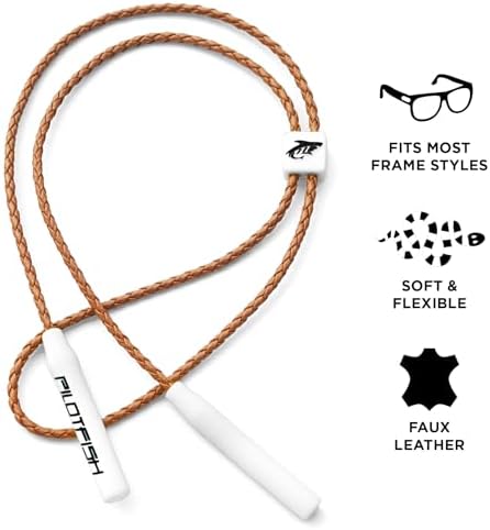 Pilotfish Leather Sunglasses Strap - Glasses Retainer Cord For Men Or Women Secure Chain Eyeglass Or Sunglass Holder