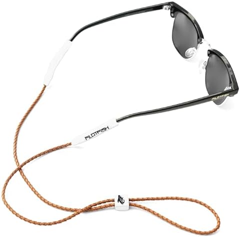 Pilotfish Leather Sunglasses Strap - Glasses Retainer Cord for Men or Women Secure Chain Eyeglass or Sunglass Holder