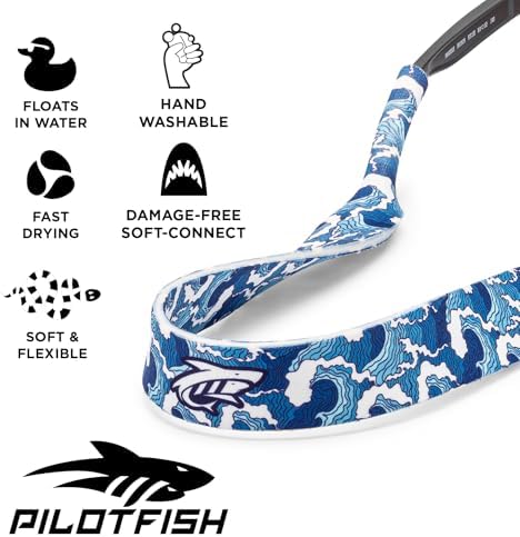 Pilotfish Neoprene Sunglasses Strap – Neoprene Eyewear Retainer Secure Floating Sunglass Cord With Anti-Slip Ends