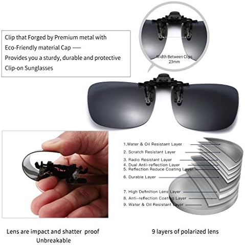 Polarized Clip-on Flip Up Metal Clip Rimless Sunglasses For Prescription Glasses