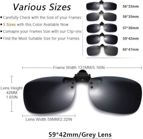 Polarized Clip-on Flip Up Metal Clip Rimless Sunglasses For Prescription Glasses