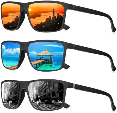 Polarized Sunglasses for Men Rectangular Frame Men's Polarized Sunglasses Sports Sunglasses with UV400 Protection