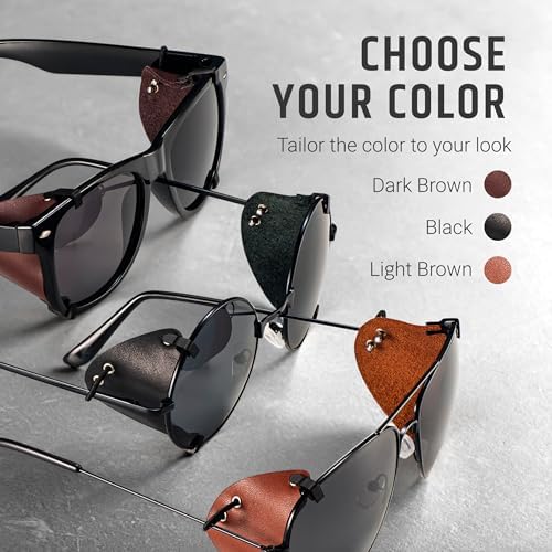 Premium Leather Side Shields For Sunglasses – Handmade & Removable Sun & Wind Protection For Outdoor Eyewear