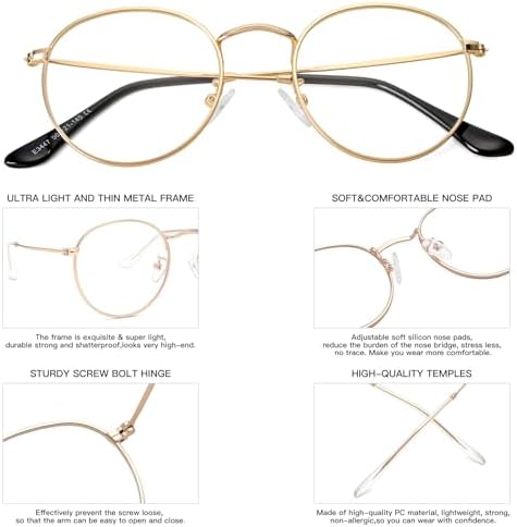 Pro Acme Classic Round Metal Clear Lens Glasses Frame Unisex Circle Eyeglasses