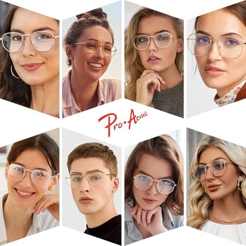Pro Acme Hexagonal Non-Prescription Glasses Frame For Women Men Designer Square Round Metal Clear Lens Eyeglasses