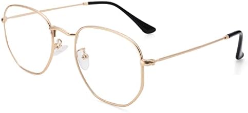 Pro Acme Hexagonal Non-Prescription Glasses Frame For Women Men Designer Square Round Metal Clear Lens Eyeglasses