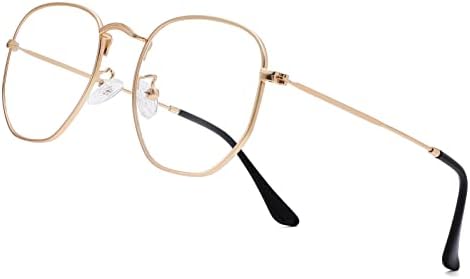 Pro Acme Hexagonal Non-Prescription Glasses Frame For Women Men Designer Square Round Metal Clear Lens Eyeglasses