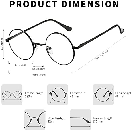 Pro Acme Non Prescription Clear Lens Glasses Retro Small Round Metal Frame
