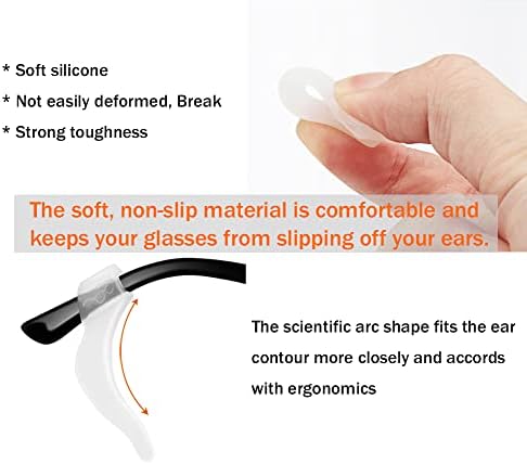 PTSLKHN Soft Silicone Eyeglass Ear Hooks 10 Pairs Of Non-Slip Eyeglasses Ear Grips For Glasses Sunglasses Reading Glasses