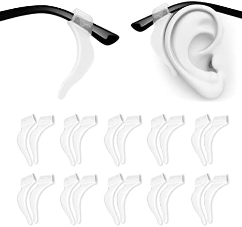 PTSLKHN Soft Silicone Eyeglass Ear Hooks 10 Pairs of Non-Slip Eyeglasses Ear Grips for Glasses Sunglasses Reading Glasses