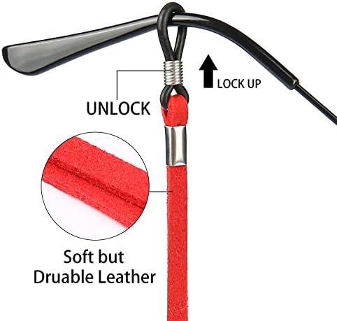 QINGZHE 6Pcs Women Eyeglass Strap Chains Anti-slip Eye Glasses Holder Around Neck Chains Straps Adjustable Leather Lanyards