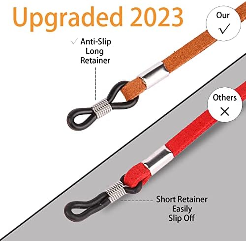 QINGZHE 6Pcs Women Eyeglass Strap Chains Anti-slip Eye Glasses Holder Around Neck Chains Straps Adjustable Leather Lanyards