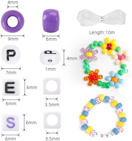 Quefe 3960pcs Pony Beads For Friendship Bracelet Making Kit 48 Colors Kandi Beads Set 2400pcs Plastic Rainbow Bulk And 1560pcs Letter Beads With 20 Meter Elastic Threads For Craft Jewelry Necklace