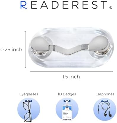 Readerest Magnetic Eyeglass Holders (2 Pack) Eyewear Accessory Secure Clip For Readers Sunglasses ID Badges Glasses Holders USA Made (Black & Stainless Steel)