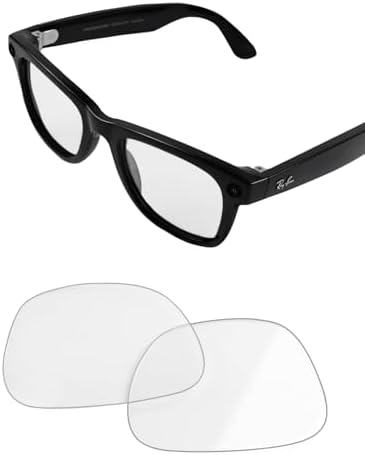 Replacement Lenses for Ray-Ban Meta Wayfarer RW4008 53mm Clear and Blue Light Blocking Smart Eyeglass Lenses for Men & Women