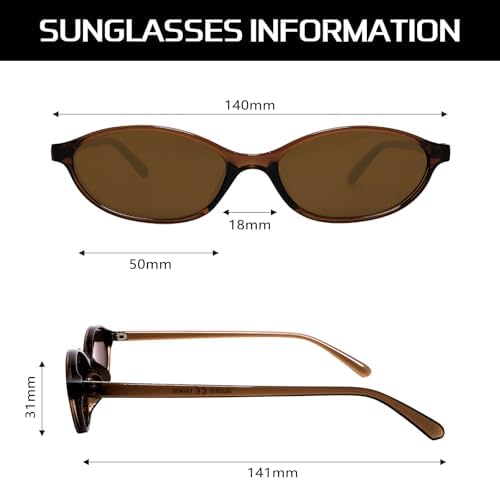 Retro Oval Sunglasses For Women Chic Cat Eye 90s Sunnies Lightweight Narrow Shades Trendy UV Protection Sun Glasses