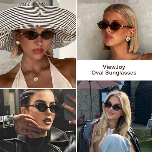 Retro Oval Sunglasses For Women Vintage 90s Y2K Trendy Designer Sun Glasses