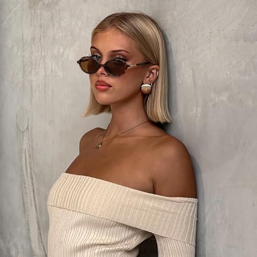 Retro Oval Sunglasses For Women Vintage 90s Y2K Trendy Designer Sun Glasses