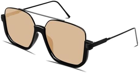 Retro Oversized Aviator Sunglasses for Women Men Square Double Bridge Pilot Sun Glasses 70s Trendy Shades