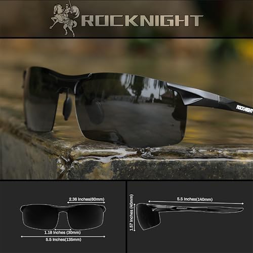 ROCKNIGHT Driving HD Polarized UV400 Protection Ultra Light Al-Mg Golf Fishing Outdoor Sunglasses