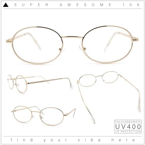 SA106 Classic Retro Oval Round Metal Rim Clear Lens Eyeglasses Gold - Clear