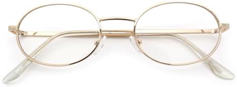 SA106 Classic Retro Oval Round Metal Rim Clear Lens Eyeglasses Gold - Clear
