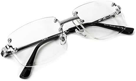 Silver Metal Wire Frame Vintage Square Minimalist Retro 90's Trendy Rimless Rectangle Clear Lens Men's Fashion Hip Hop Framless Glasses For Men And Women
