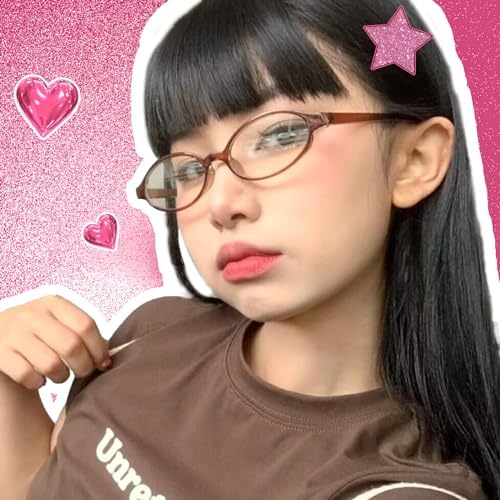 SODQW Fashion Fake Glasses Oval Y2k Eyewear Frame Blue Light Non Prescription Glasses For Women Clear Cosplay Glasses