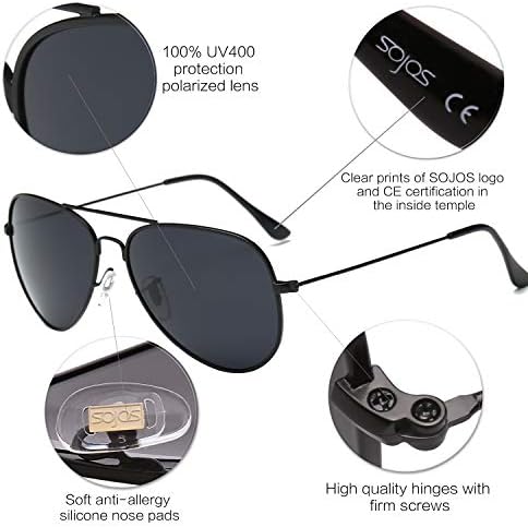 SOJOS Classic Aviator Polarized Sunglasses For Men Women Vintage Retro Style