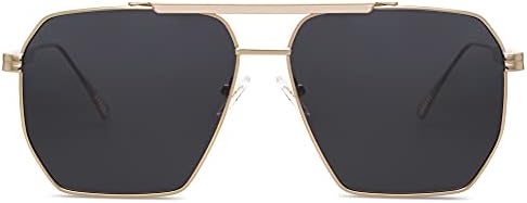 SOJOS Retro Oversized Square Polarized Sunglasses For Women Men Vintage Shades Classic Large Metal Sun Glasses