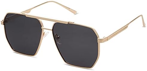 SOJOS Retro Oversized Square Polarized Sunglasses for Women Men Vintage Shades Classic Large Metal Sun Glasses