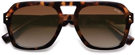 SOJOS Retro Thick Polarized Aviator Sunglasses for Women Men Large Trendy Bold Square Pilot Shades SJ2385